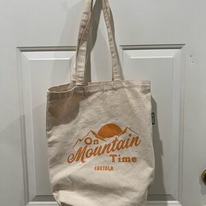 Soul Flower Natural Canvas Tote with Orange Mountain Print